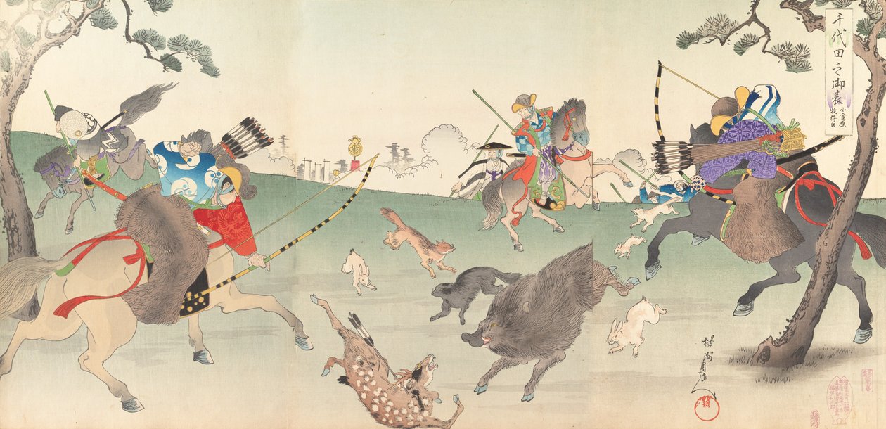Chiyoda Kasutea l parte m f lado, 1897. , 1897. de Chikanobu Yoshu