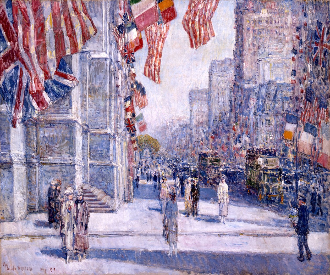 De manhã cedo na avenida em maio de 1917 de Childe Hassam
