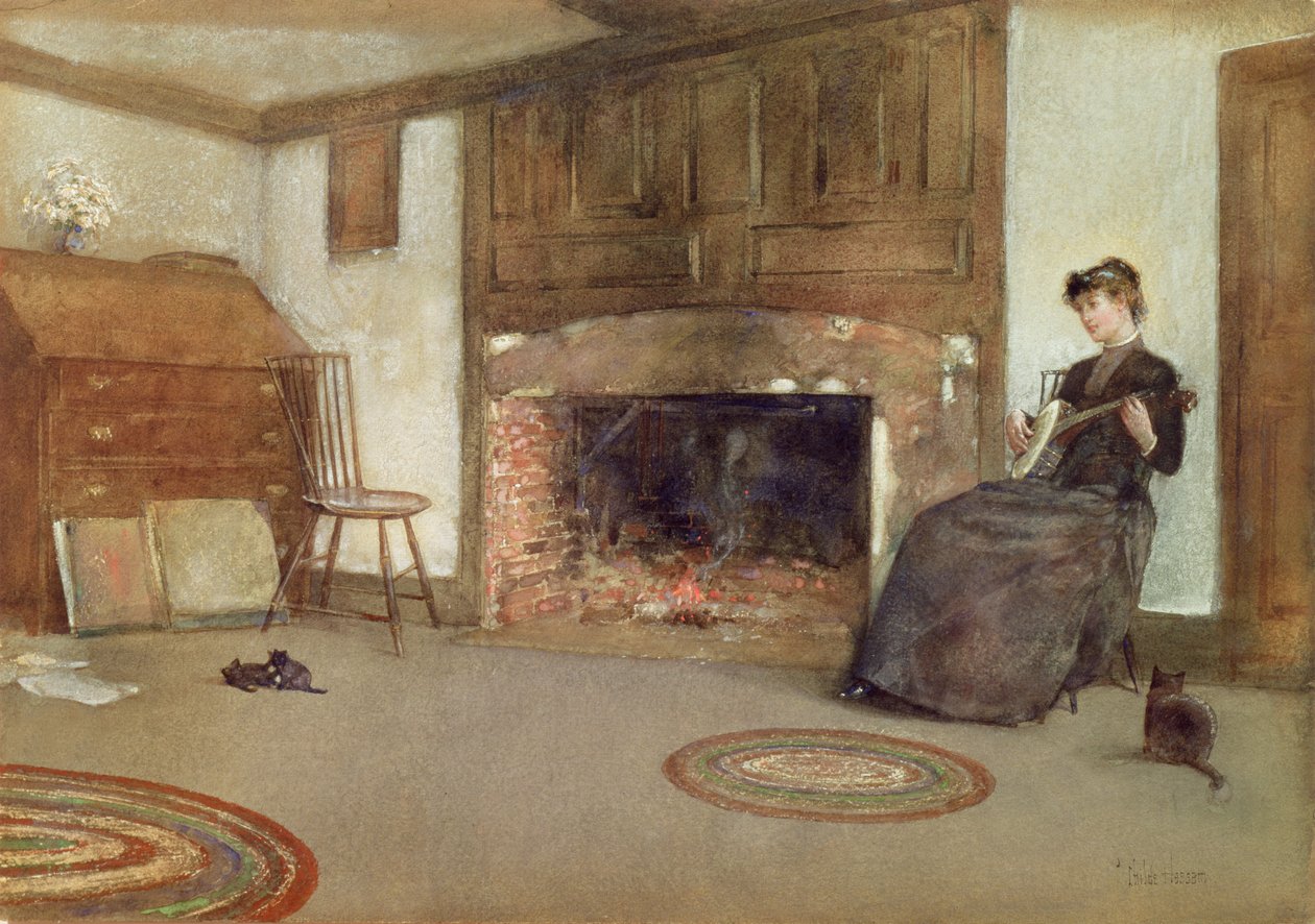 A Familiar Tune, c.1880 (aguarela sobre papel) de Childe Frederick Hassam