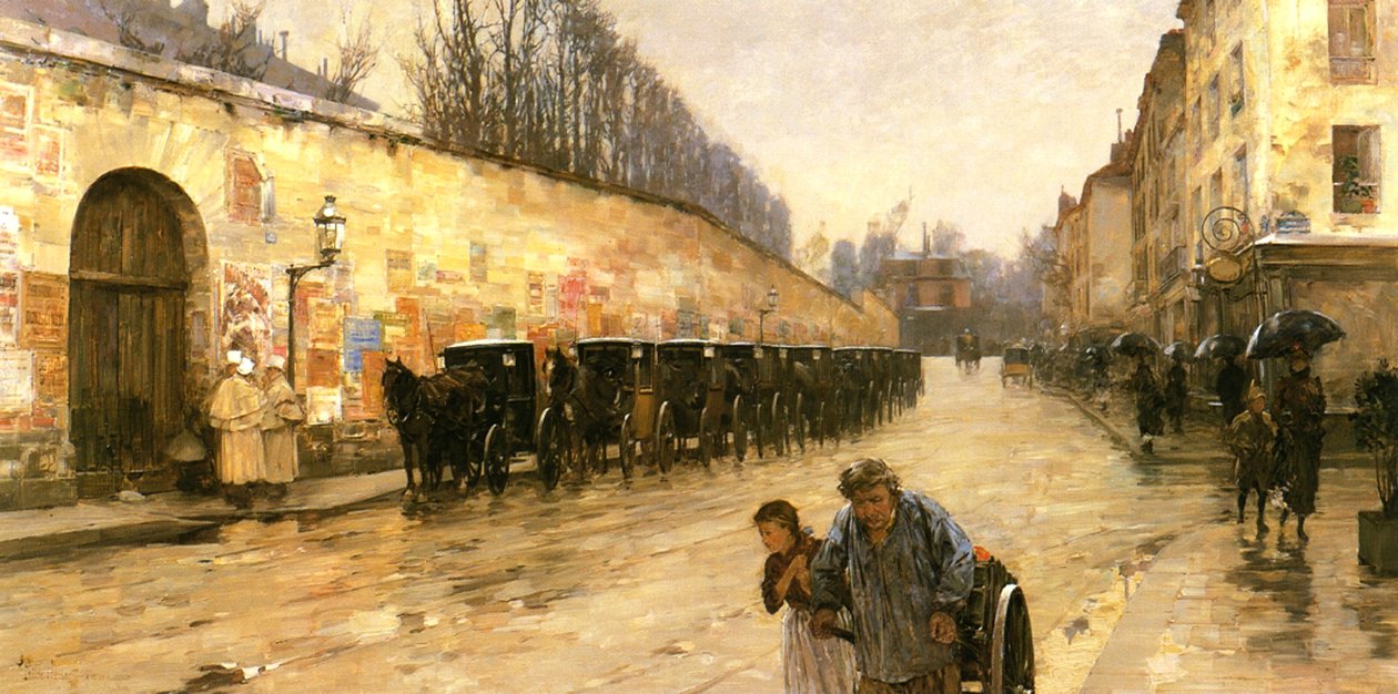 Estação de táxis, Rue Bonaparte, Paris de Childe Frederick Hassam