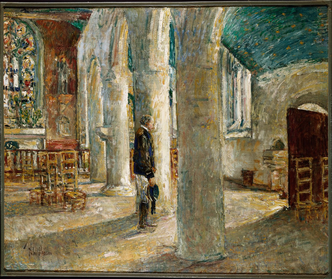 Interior da Igreja, Bretanha de Childe Frederick Hassam