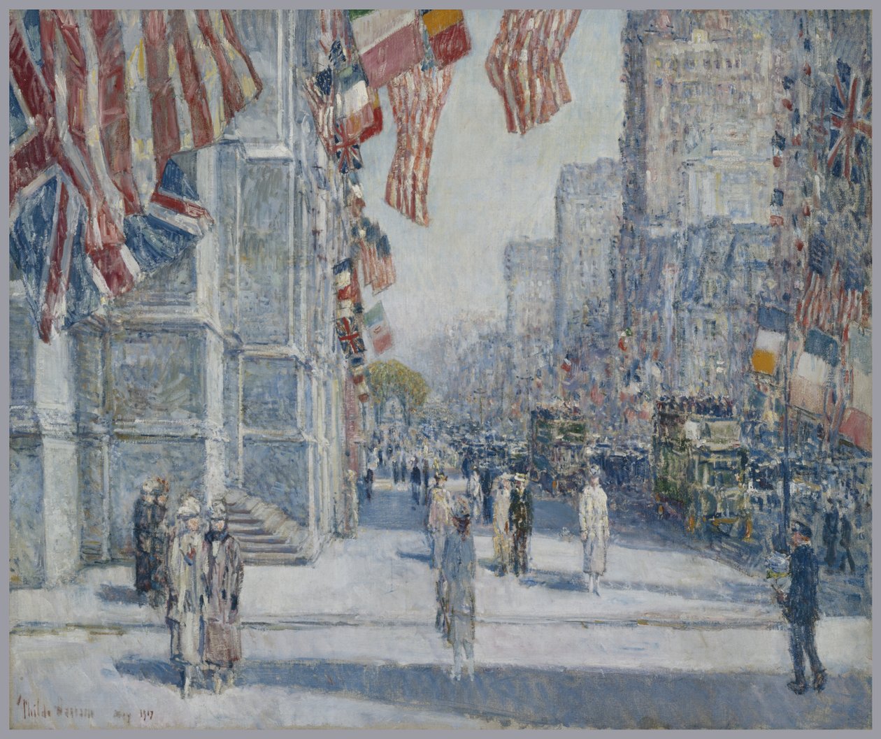 Início da manhã na Avenida, em Maio de 1917 de Childe Frederick Hassam
