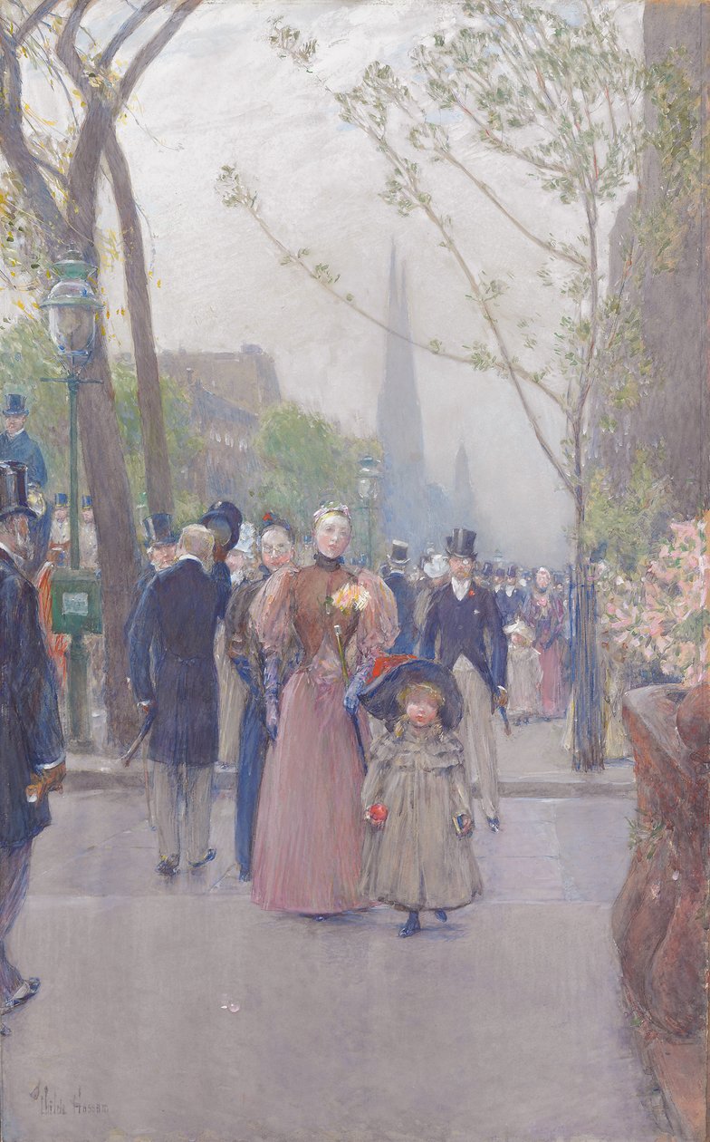 Quinta Avenida, c.1890 (aguarela sobre papel) de Childe Frederick Hassam