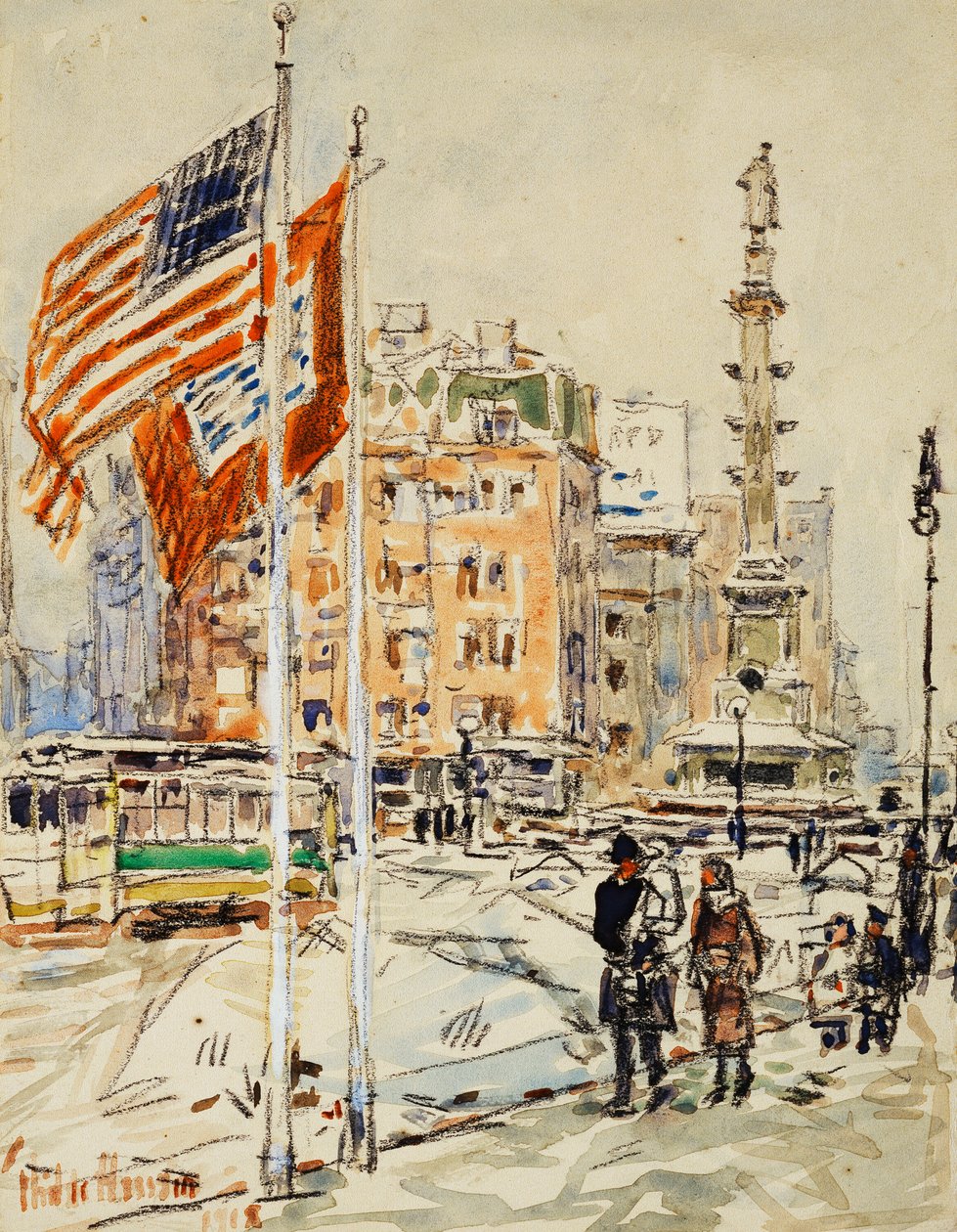Bandeiras, Círculo de Colombo de Childe Frederick Hassam