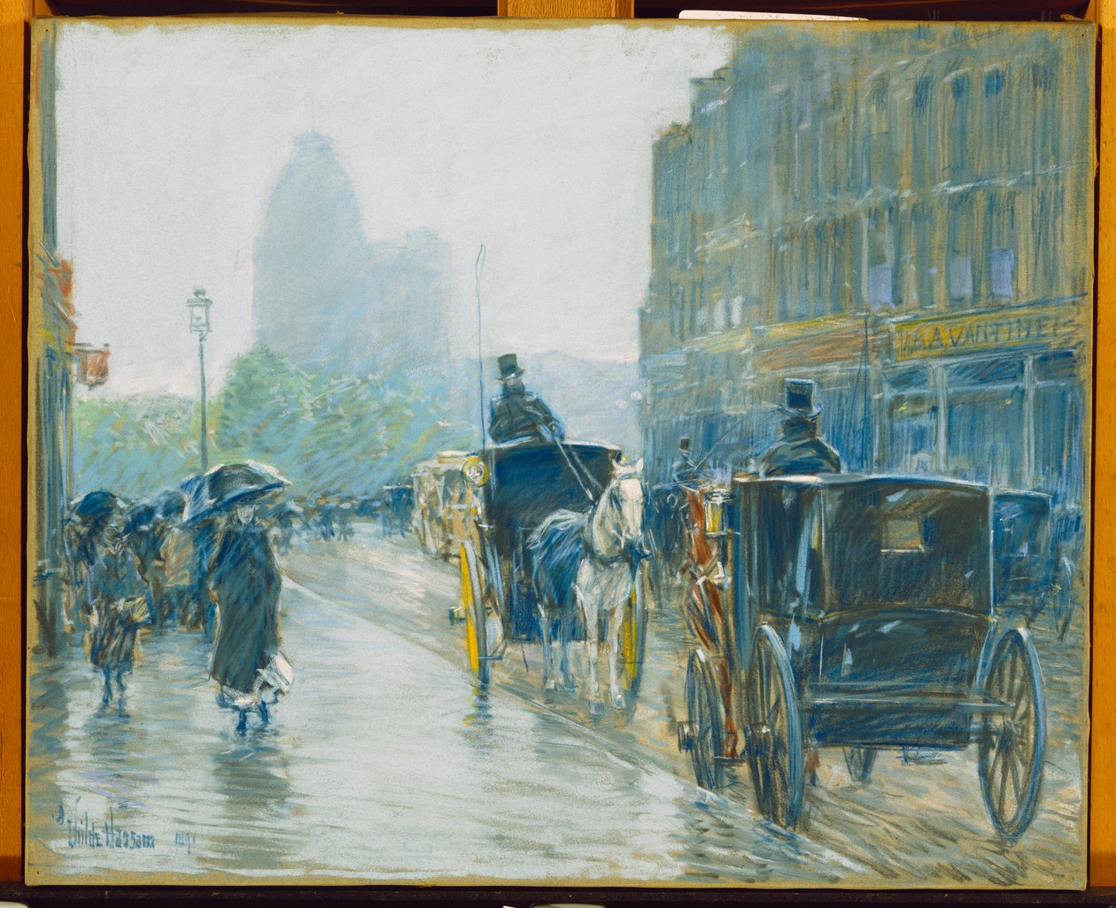 Táxis puxados por cavalos, Nova Iorque de Childe Frederick Hassam