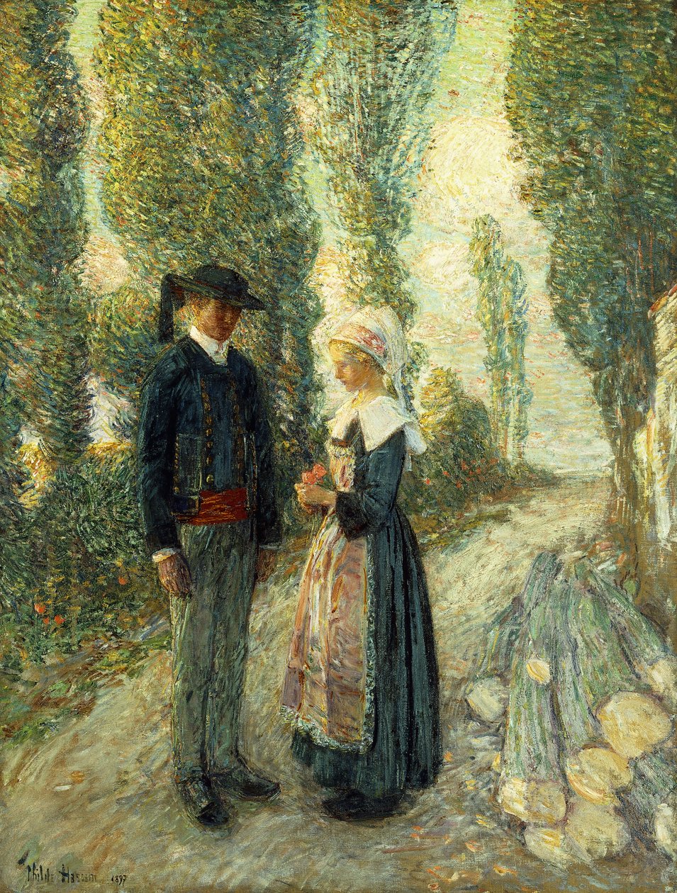 Em Brittany, Evening Hour, Pont Aven de Childe Frederick Hassam