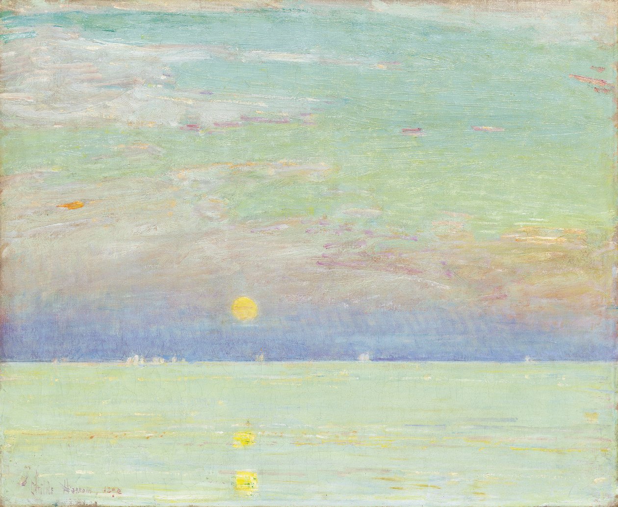 Nascer da lua ao pôr do sol, Cape Ann de Childe Frederick Hassam