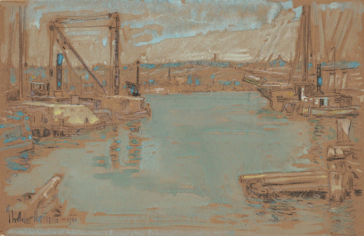 North River Dock, Nova York de Childe Frederick Hassam
