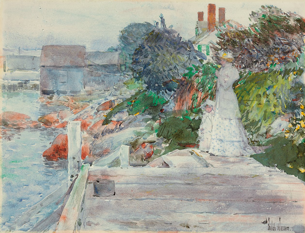 Ocean Front, Gloucester, Massachusetts, c.1890-95 (aquarela sobre papel) de Childe Frederick Hassam