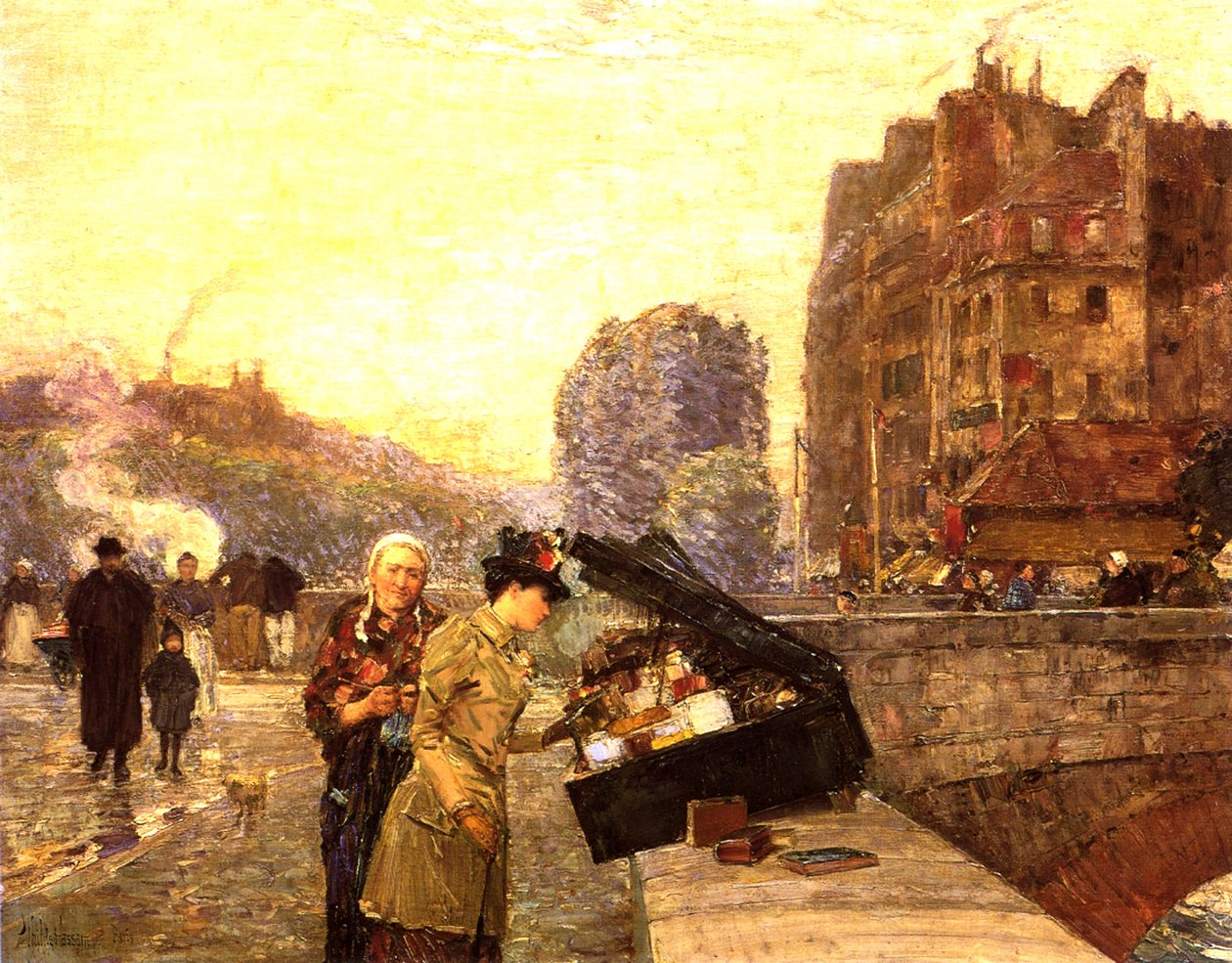 Paris, o Quai St Michel, c.1888 (óleo sobre tela) de Childe Frederick Hassam