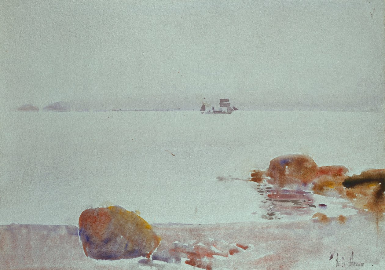 Paisagem marítima (aguarela sobre papel) de Childe Frederick Hassam