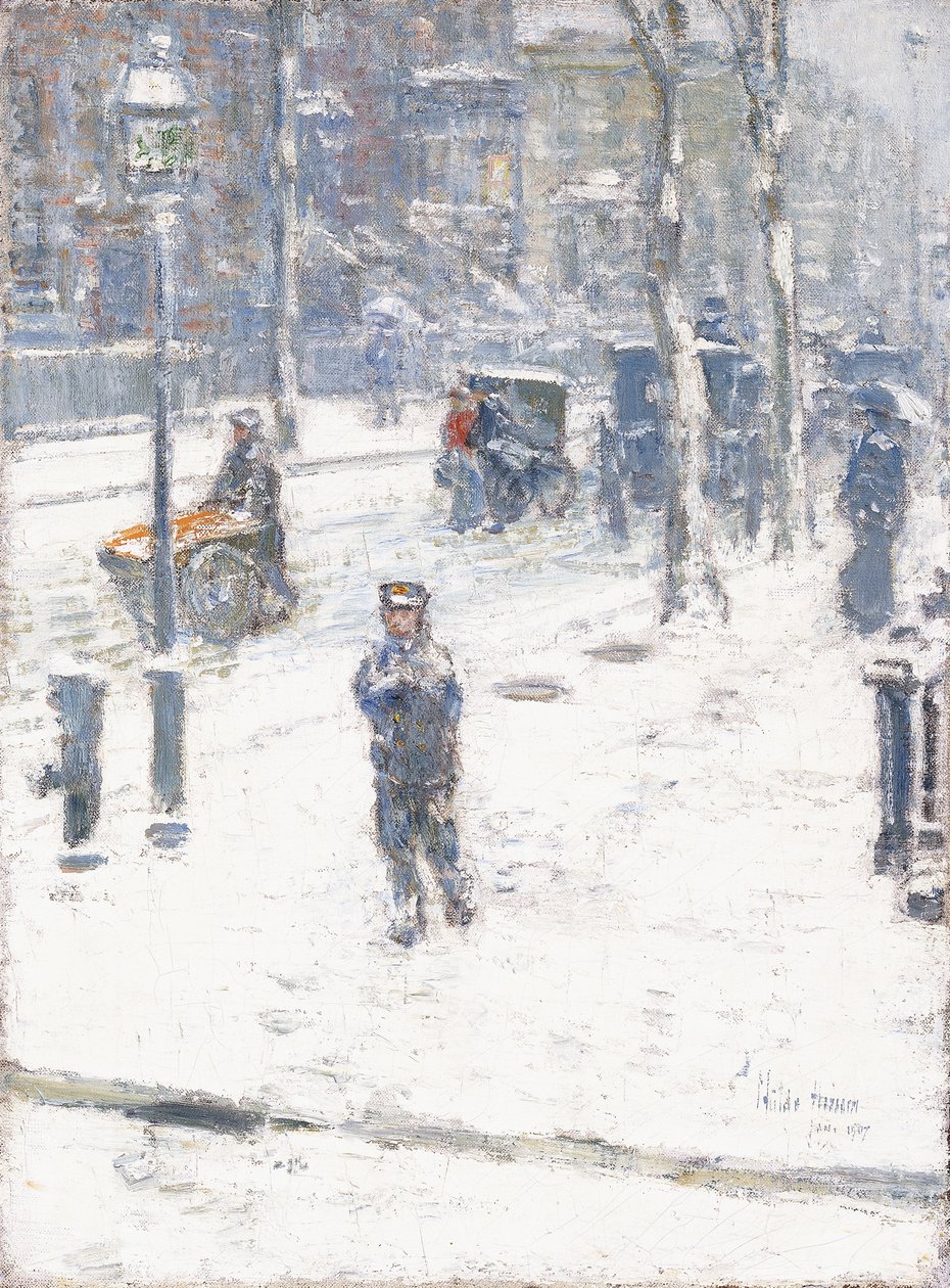 Tempestade de Neve, Quinta Avenida, Nova Iorque de Childe Frederick Hassam
