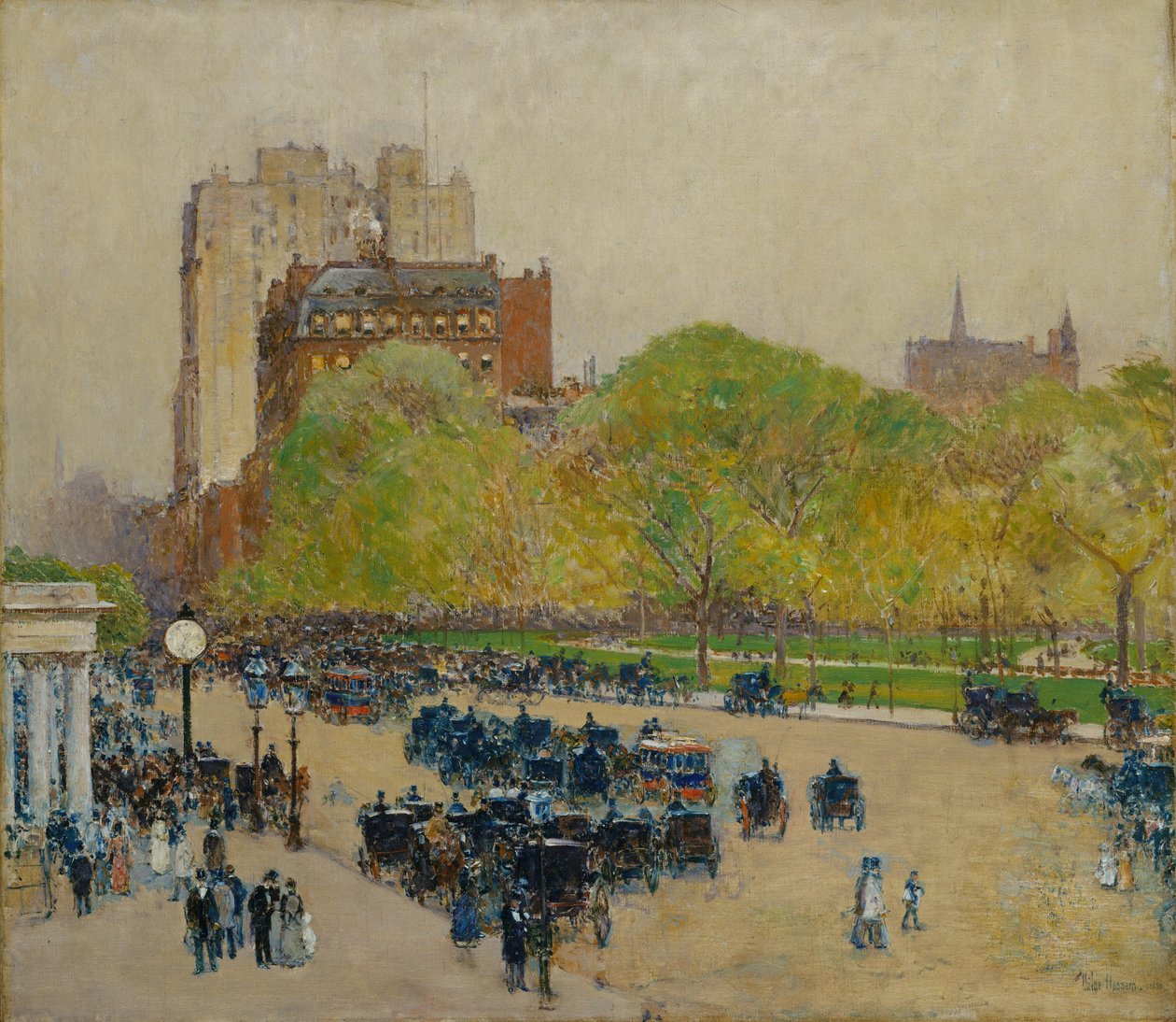Manhã de primavera no coração da cidade de Childe Frederick Hassam