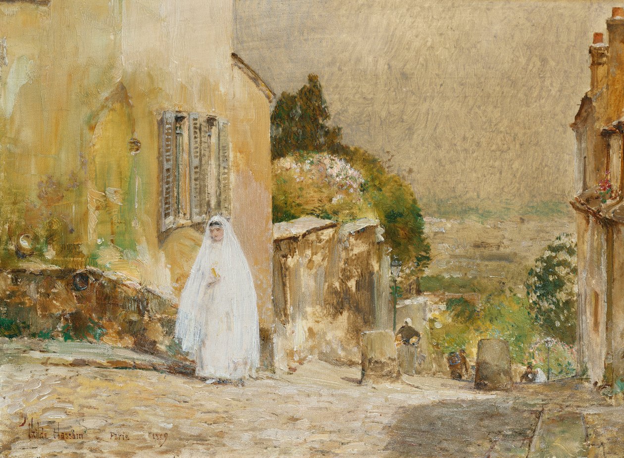 Manhã de primavera, rue Mont. Cenis, Montmartre de Childe Frederick Hassam