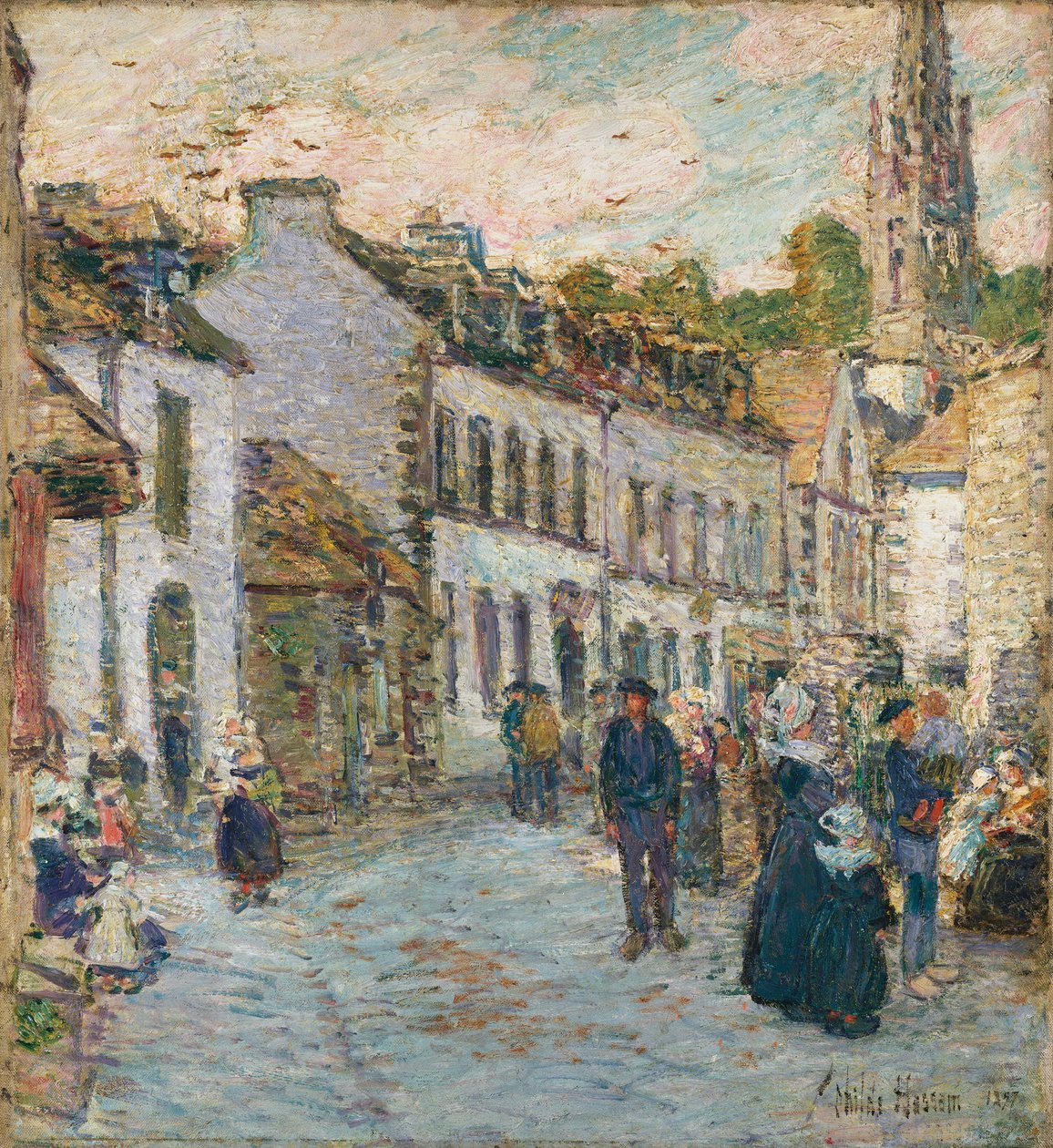 Rua em Pont Aven - noite de Childe Frederick Hassam