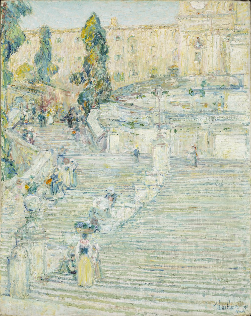 As escadas espanholas, Roma de Childe Frederick Hassam