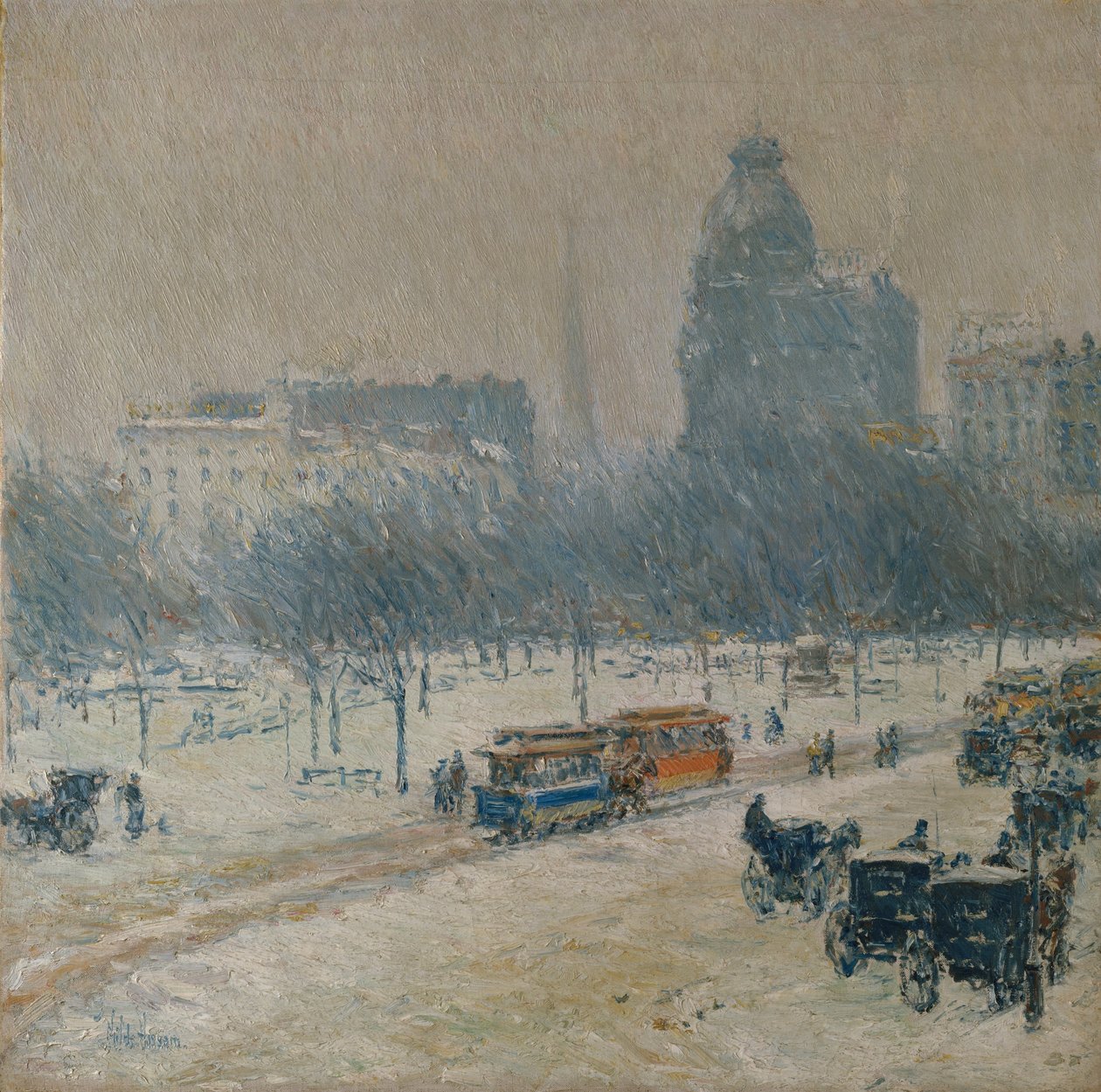 Inverno na Union Square de Childe Frederick Hassam