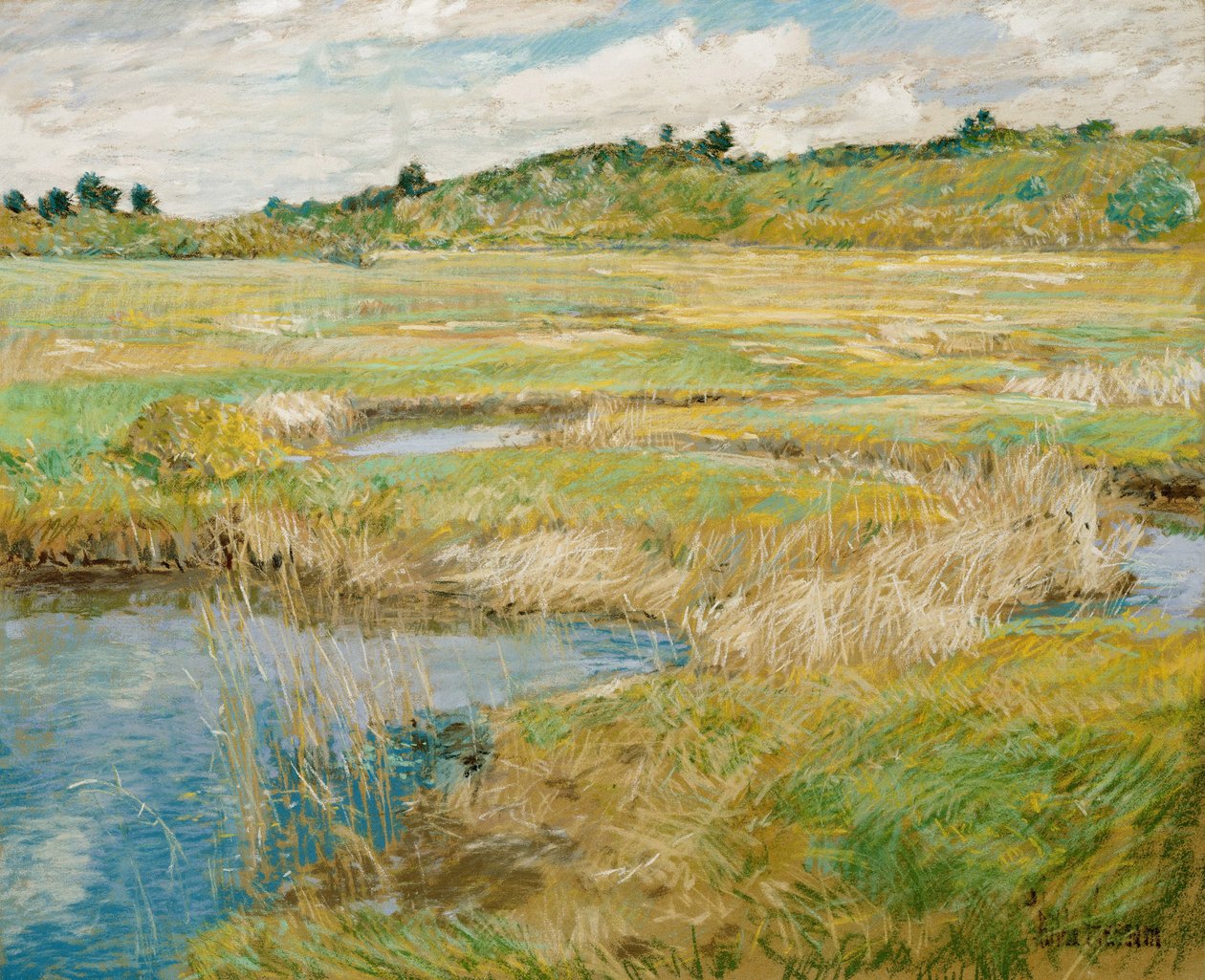 ""prairie a Concord, Massachusetts, Etats Unis"" (The Concord Meadow) Peinture de Childe Hassam (1859-1935) Pastel sobre tela vers. 1890 Dim 45,7x56,2 cm Nelson-Atkins Museum of Art, Kansas City, Missouri de Childe Frederick Hassam