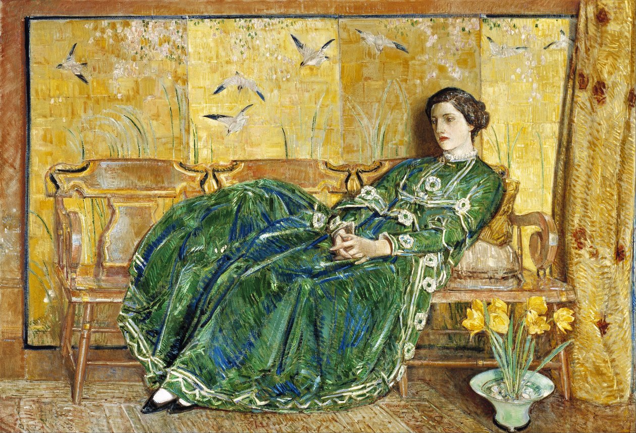 Abril: (O Vestido Verde) de Childe Hassam
