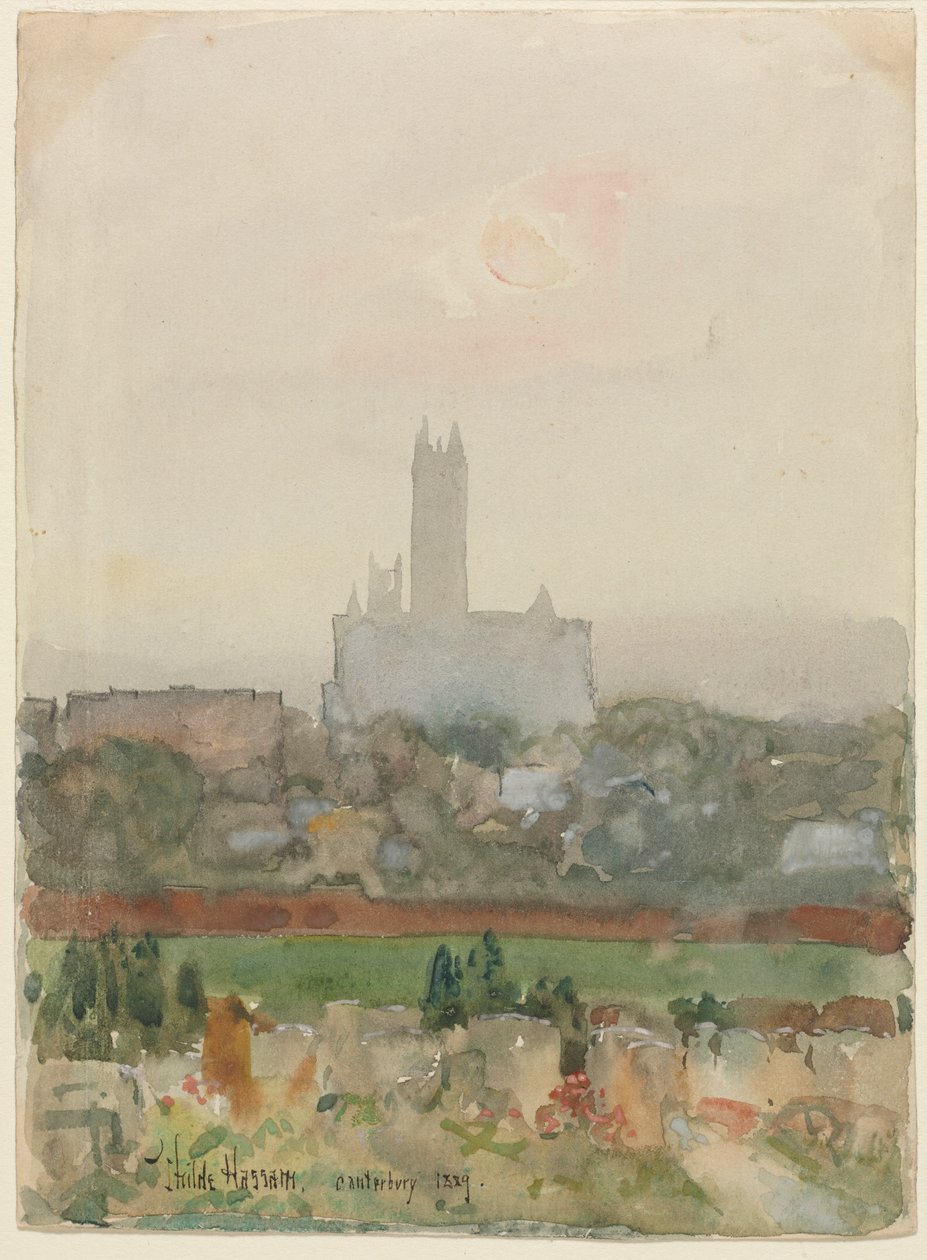 Catedral de Canterbury reta, 1889. de Childe Hassam