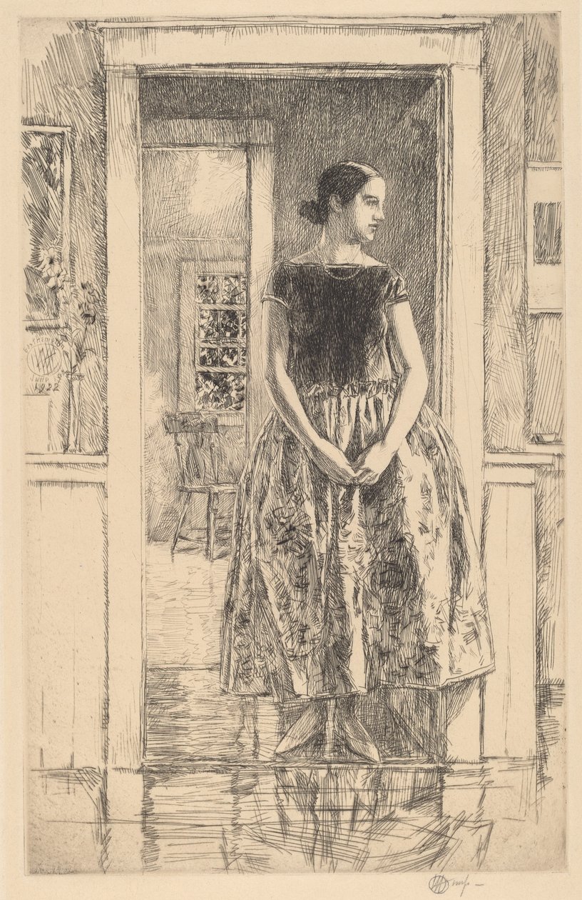 Garota em um vestido moderno de Childe Hassam
