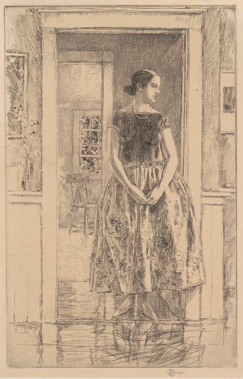 Garota em um vestido moderno de Childe Hassam