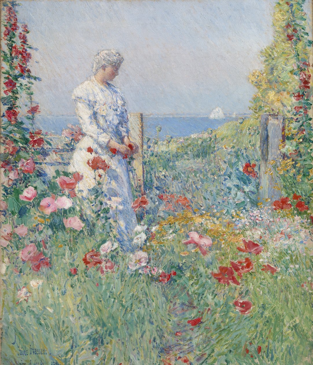 No jardim (Celia Thaxter no seu jardim) de Childe Hassam