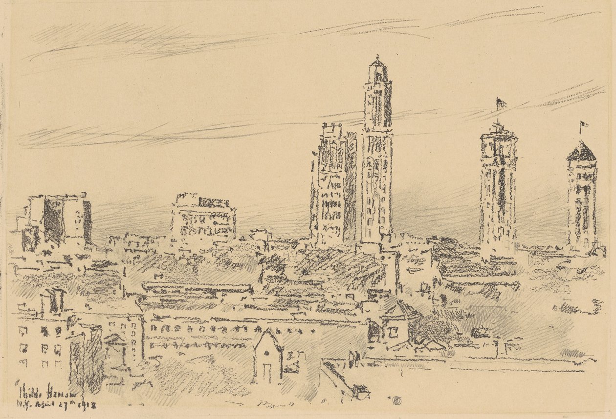 Horizonte de Nova York, edifícios leves de Childe Hassam