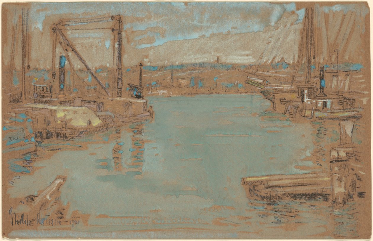 North River Dock, Nova York de Childe Hassam