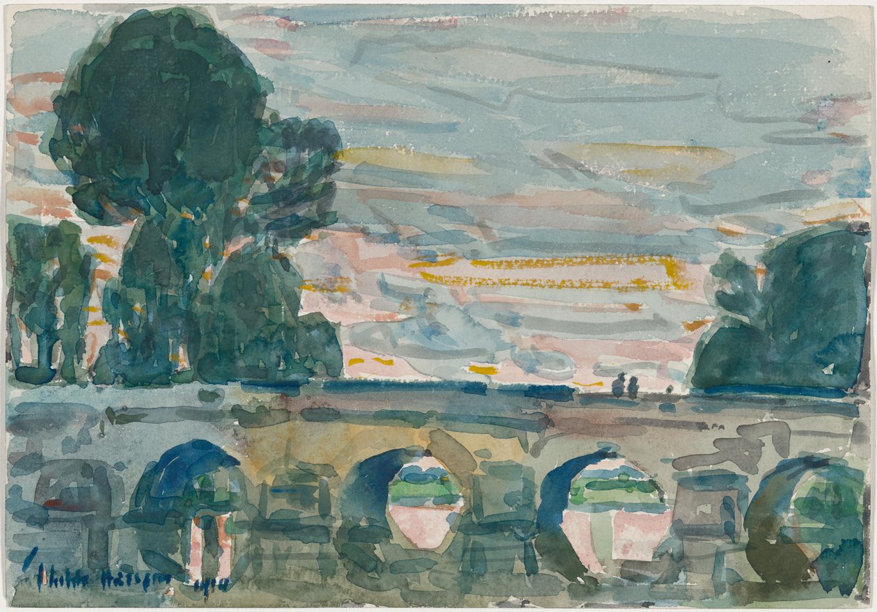 A ponte em Grez, recto de Childe Hassam