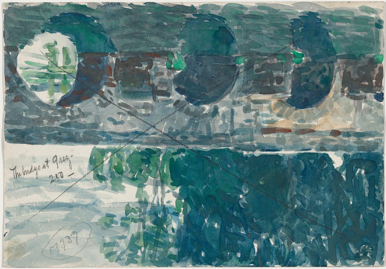 A ponte em Grez [verso] de Childe Hassam