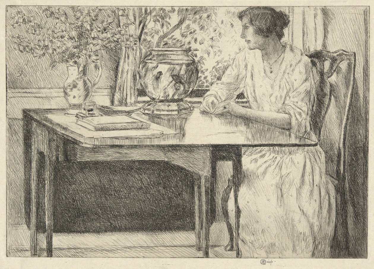 A Mesa Colonial (Holley House, Cos Cob) (recto); Paisagem com Celeiro (verso) de Childe Hassam