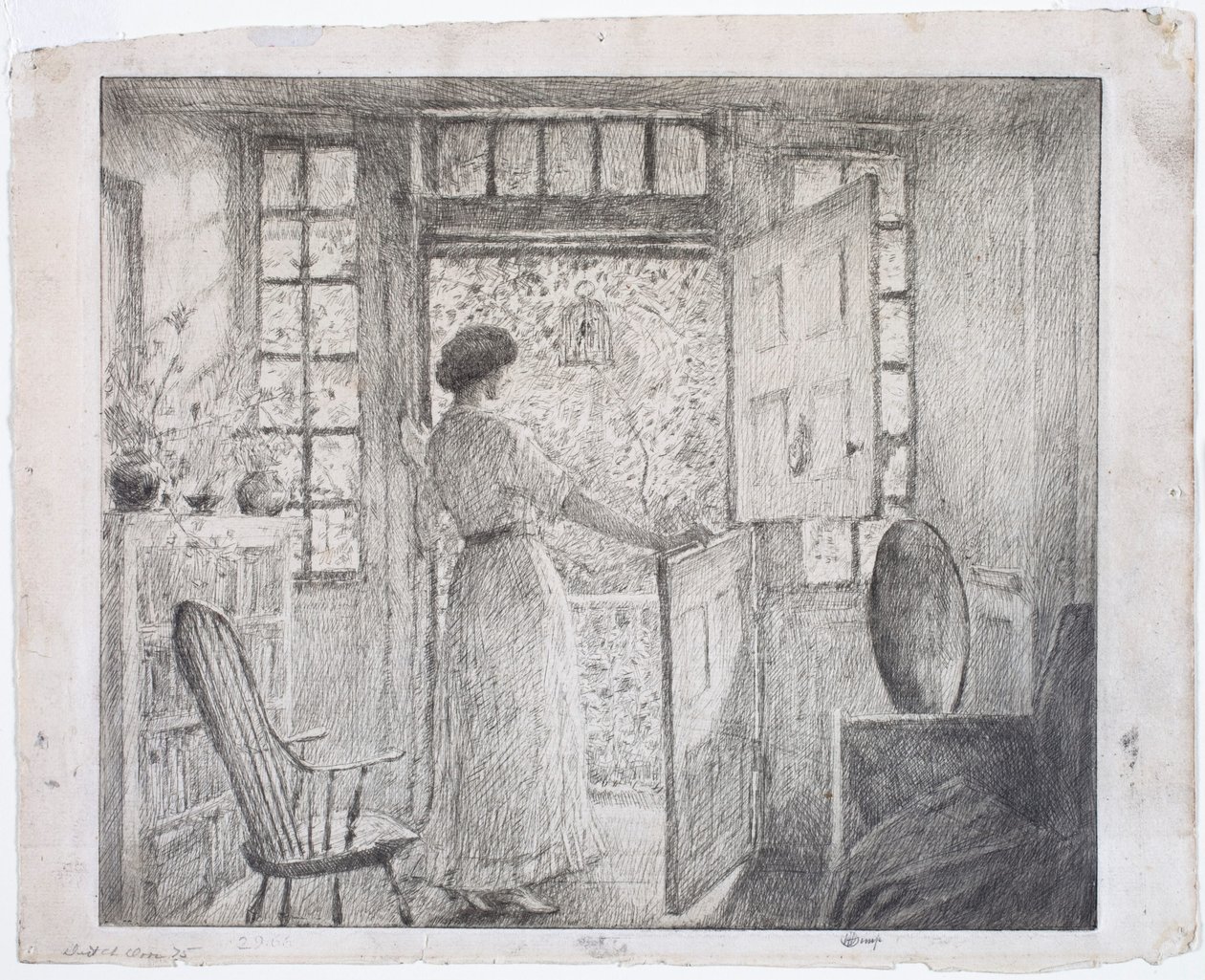 A porta holandesa (reto), a dança grega (verso) de Childe Hassam