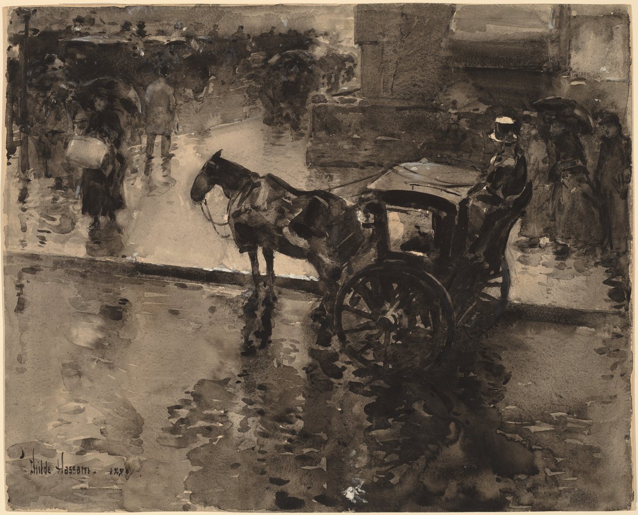 A maré alta na avenida de Childe Hassam