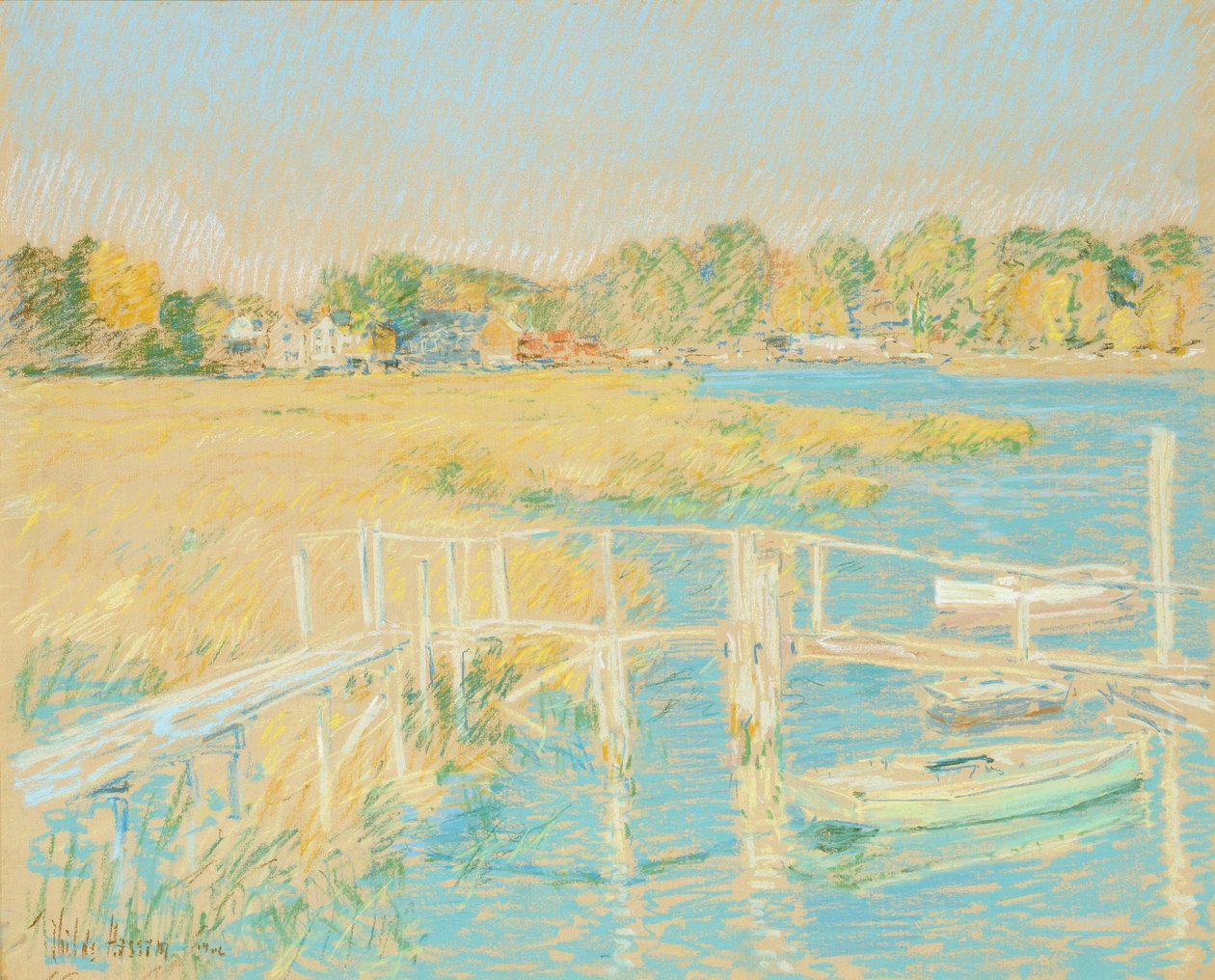 Rio acima, fim de tarde, outubro de Childe Hassam