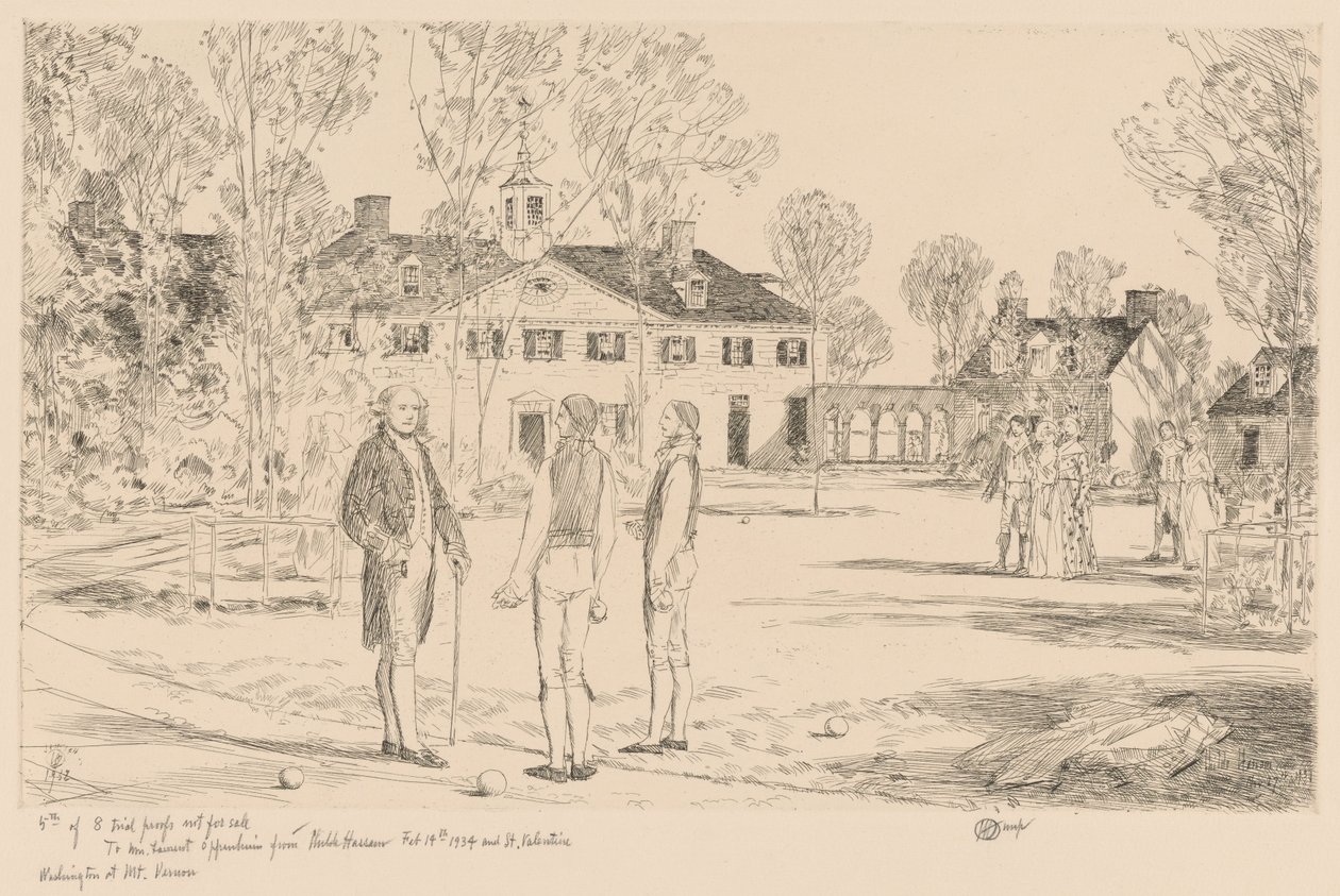 Washington em Mt. Vernon de Childe Hassam