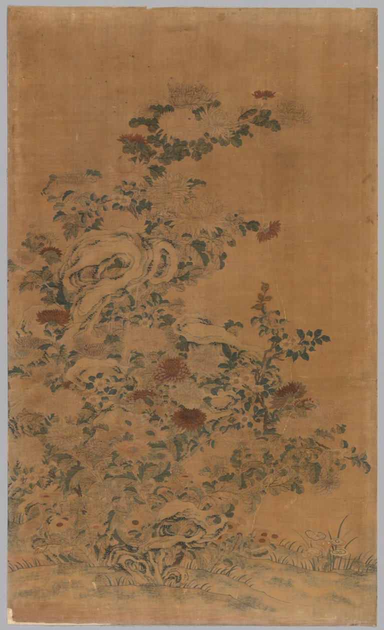 Painel Kesi: Rochas e Crisântemos de China, Qing dynasty