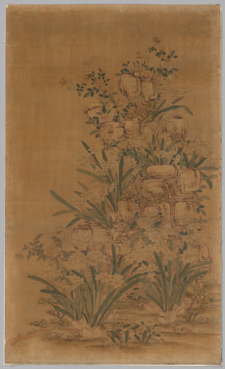 Painel Kesi: Rochas e Narciso de China, Qing dynasty