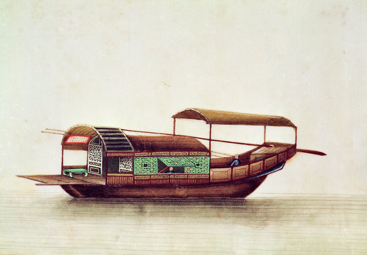 Um Sampan, período de Qianlong (1736-96) de Chinese School