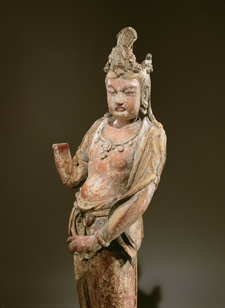 Permanente Kuan-yin, dinastia Yuan (1206-1368), 1282 (madeira) (detalhe de 394833) de Chinese School