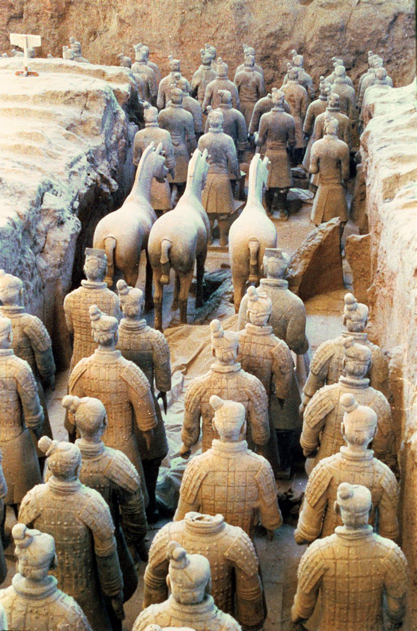 Exército de terracota, Dinastia Qin, 210 aC (detalhe) de Chinese School