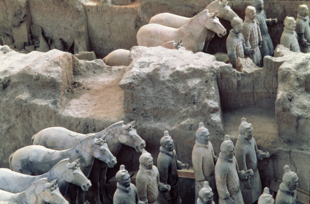 Exército de terracota, Dinastia Qin, 210 aC (detalhe) de Chinese School