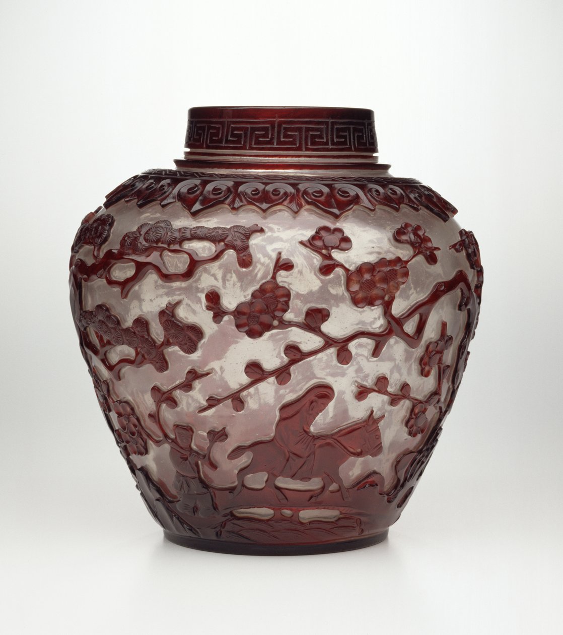 Jarra de Pequim esculpida em duas cores, período Qianlong, 1736-95 (vidro) de Chinese School