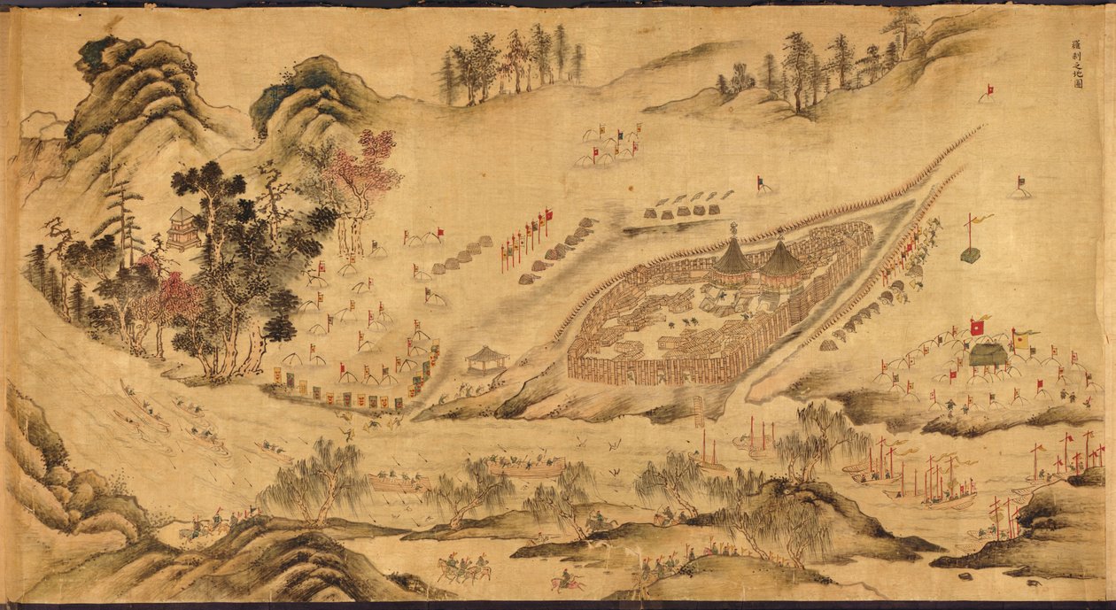 Mapa com um acampamento russo no leste da Sibéria, 1689-1722 de Chinese Master