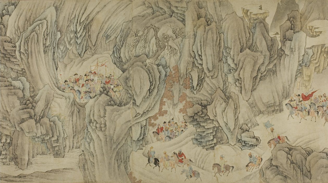 Uma Caçada nas Montanhas do Céu, Dinastia Qing Ming-Early de Chinese School