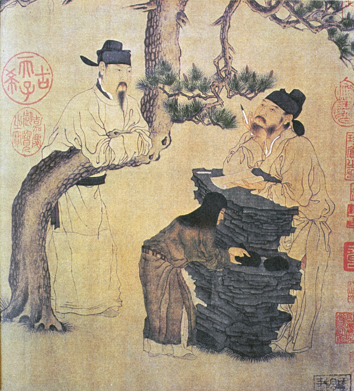 Um antigo poeta chinês, fac-símile do rolo chinês original de Chinese School
