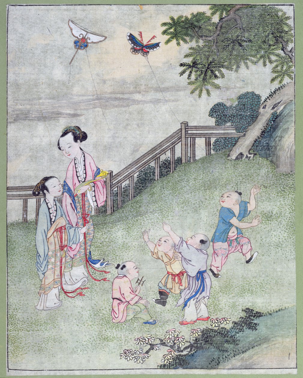 Crianças brincando com pipas, de Chinese School