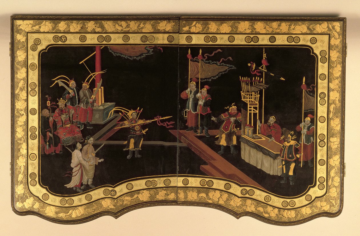 Tampo de Tampo de Exportação Chinesa c.1780 (verniz preto) (ver também 220144) de Chinese School