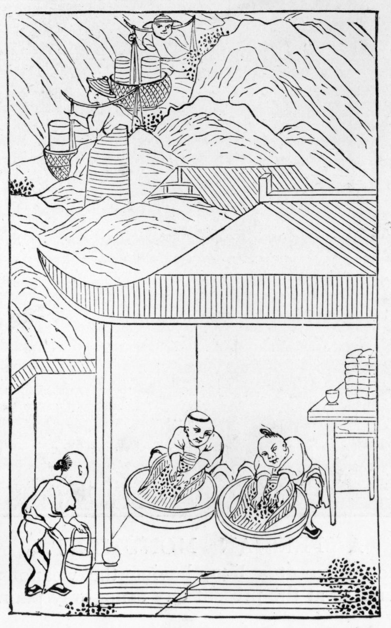 Coletar e lavar o esmalte azul para colorir, a partir de uma série de ilustrações sobre a fabricação da china (ver 384116 e 384117 para toda a série) de Chinese School