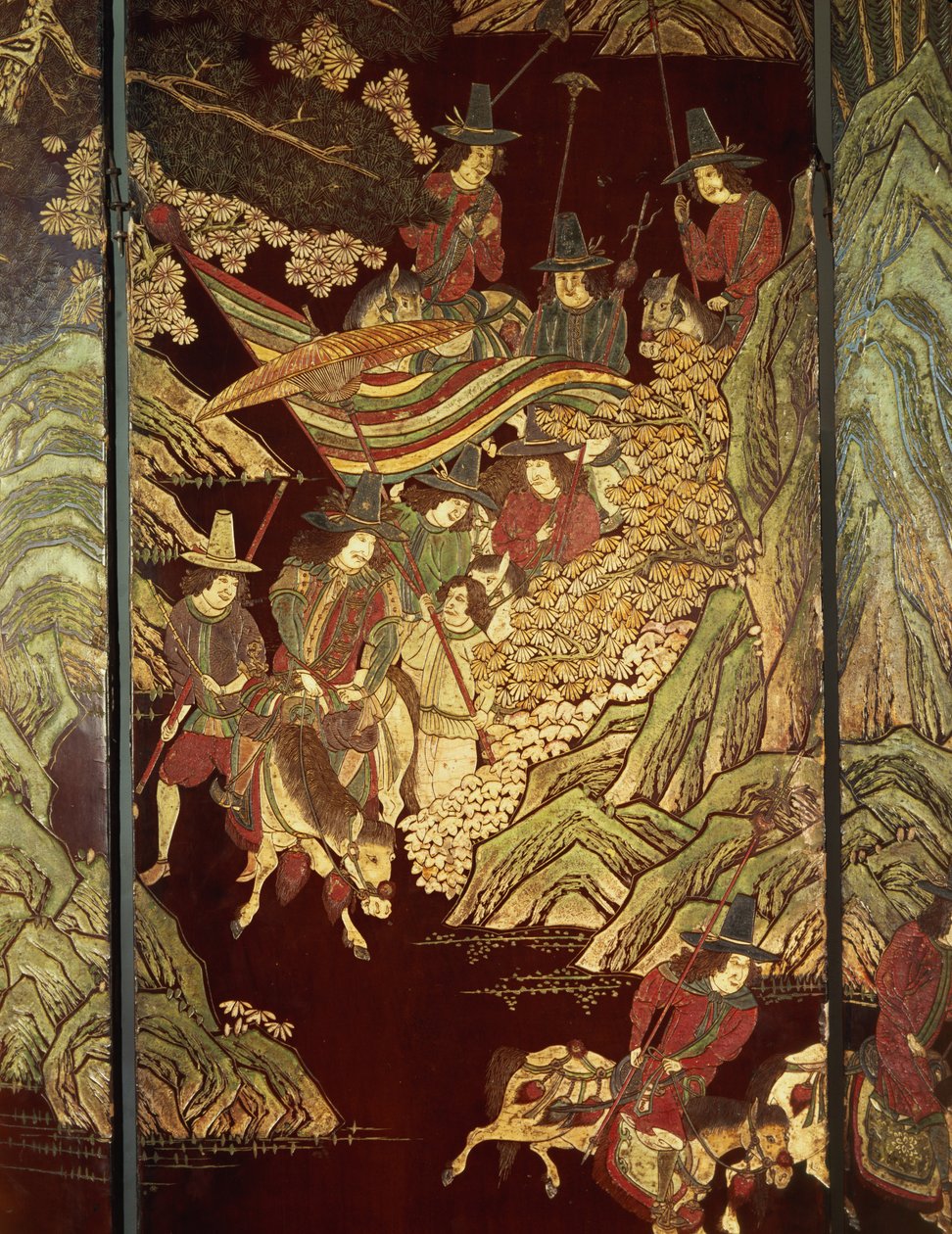 Tela de Coromandel, c.1700 de Chinese School